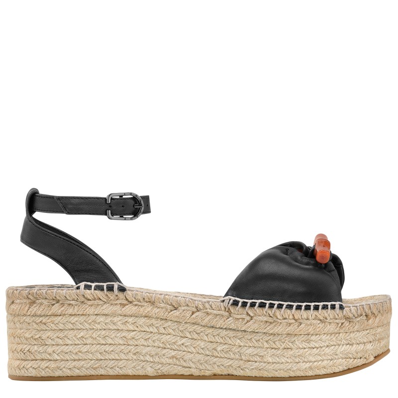 Longchamp Le Roseau Wedge Espadrilles Schwarz | 6847JFVYS