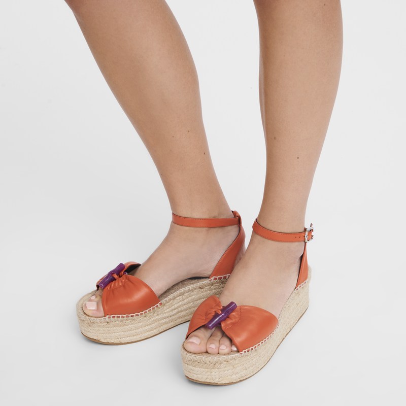 Longchamp Le Roseau Wedge Espadrilles Sienna | 8257HBWYC