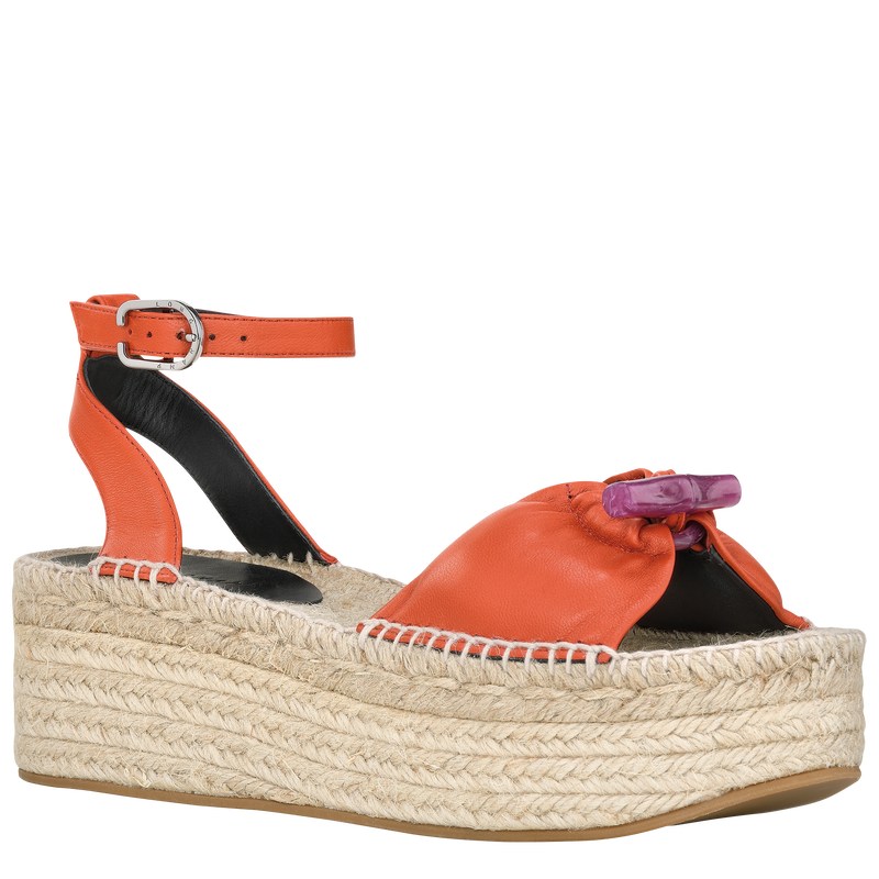 Longchamp Le Roseau Wedge Espadrilles Sienna | 8257HBWYC