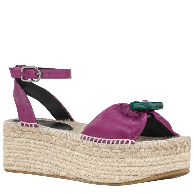 Longchamp Le Roseau Wedge Espadrilles Violet | 6581RWKVP