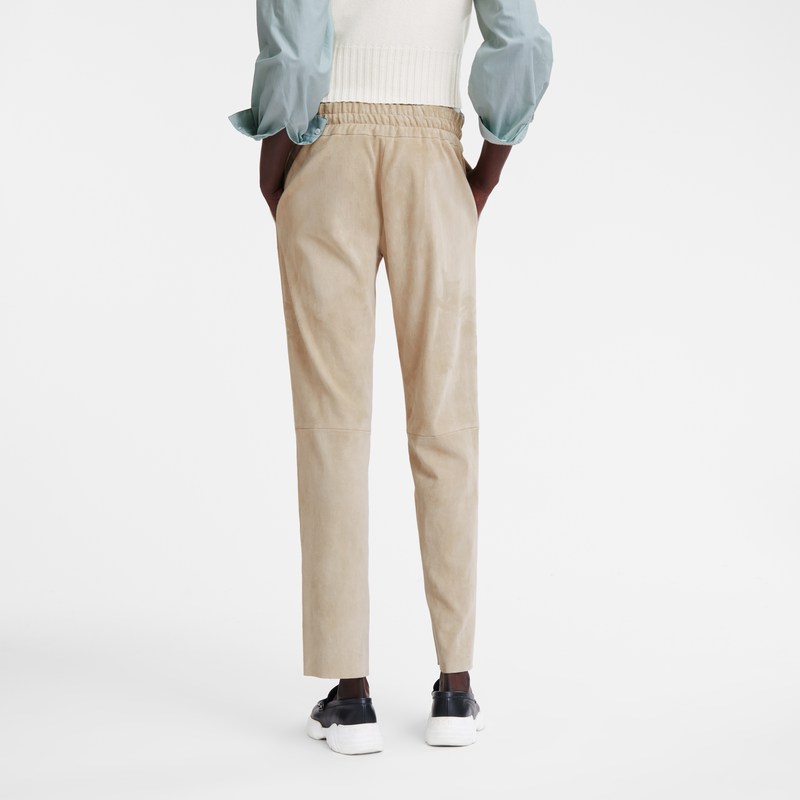 Longchamp Leather Straight Pants Linen | 2150WNLBE