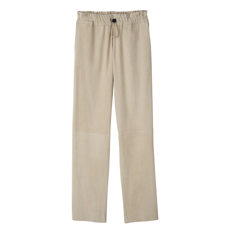 Longchamp Leather Straight Pants Linen | 2150WNLBE