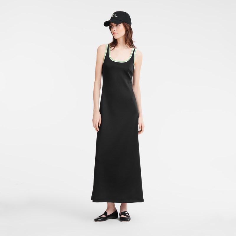 Longchamp Long Dress Schwarz | 4586EMKSQ