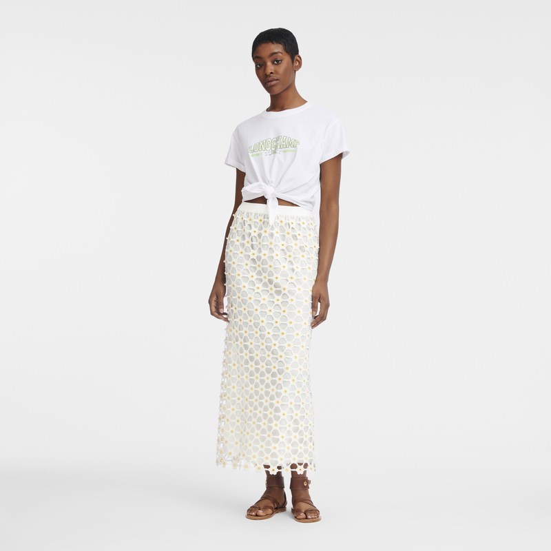 Longchamp Long Skirt Weiß | 5436QOKFY