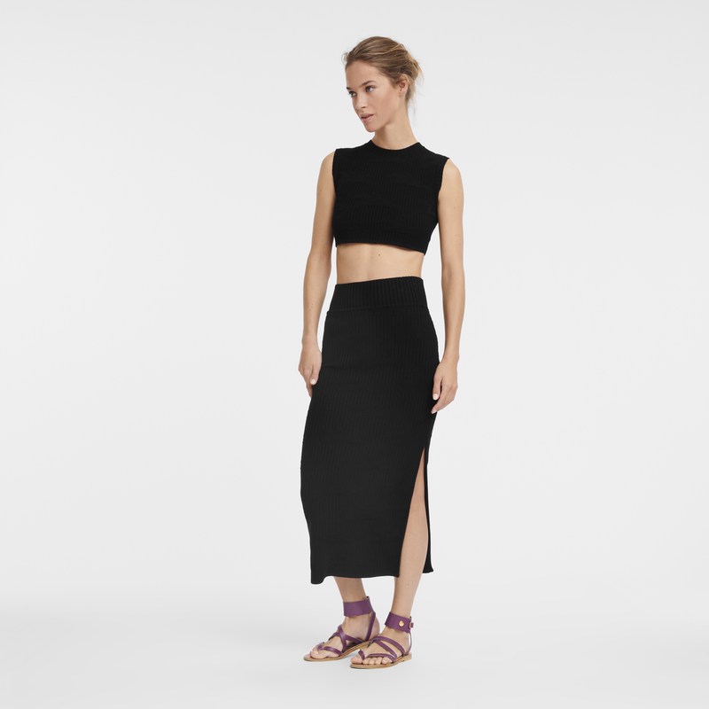 Longchamp Midi Skirt Schwarz | 3184GYKFS