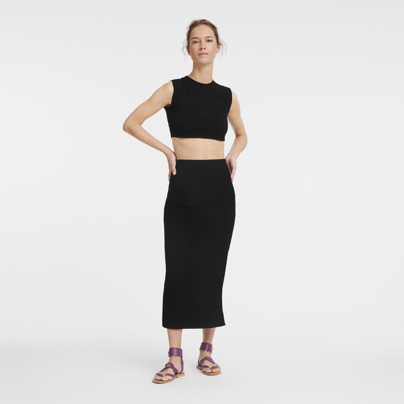 Longchamp Midi Skirt Schwarz | 3184GYKFS