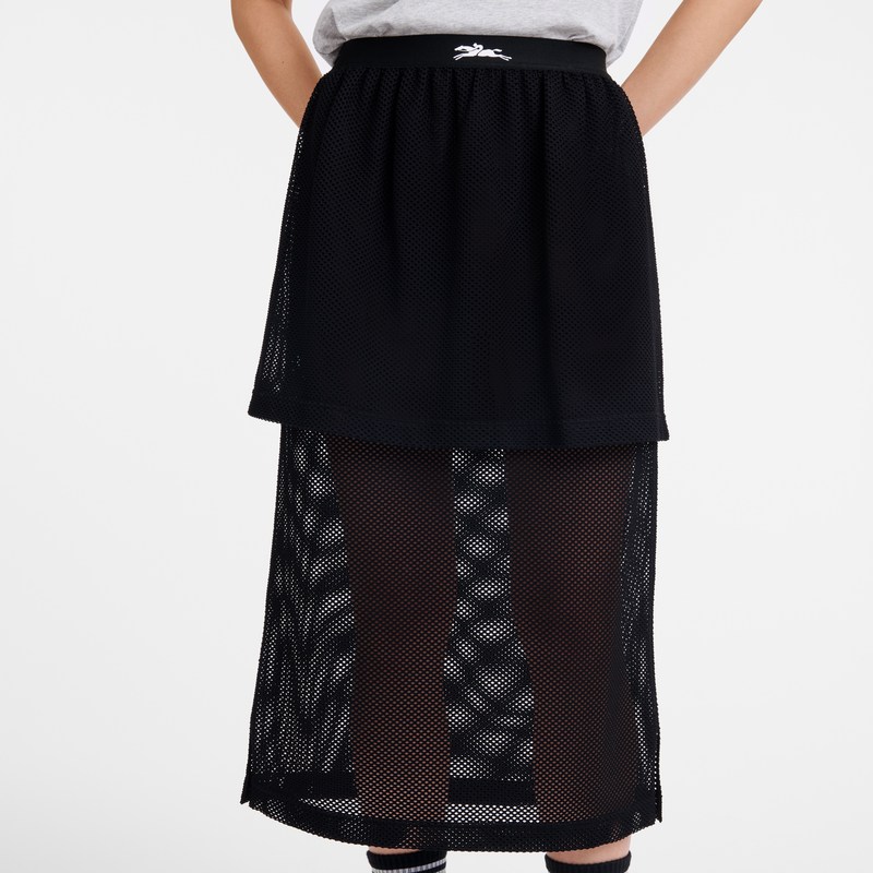 Longchamp Midi Skirt Schwarz | 4573SJXML