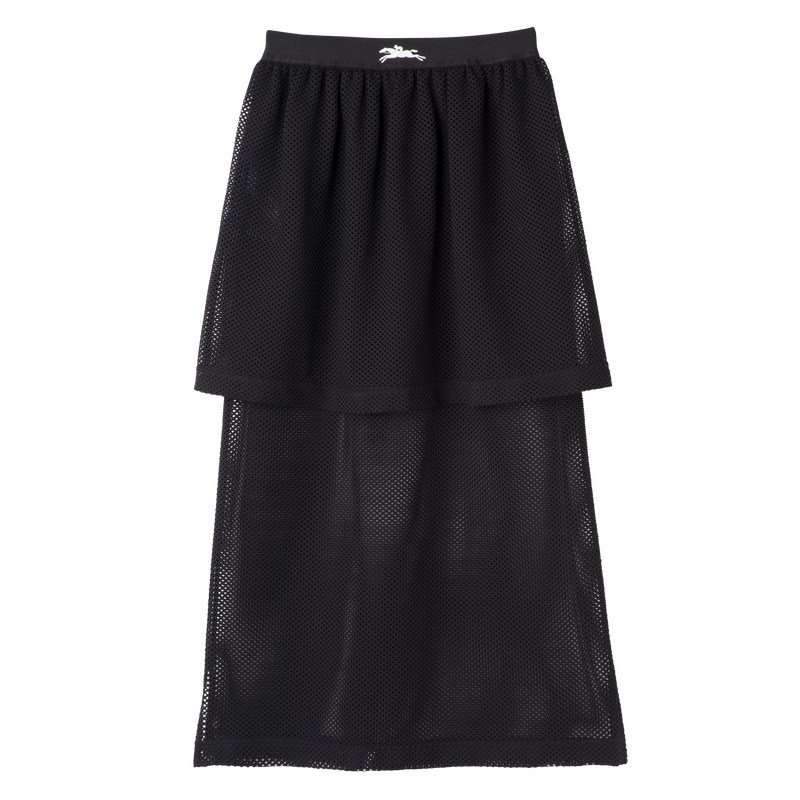 Longchamp Midi Skirt Schwarz | 4573SJXML