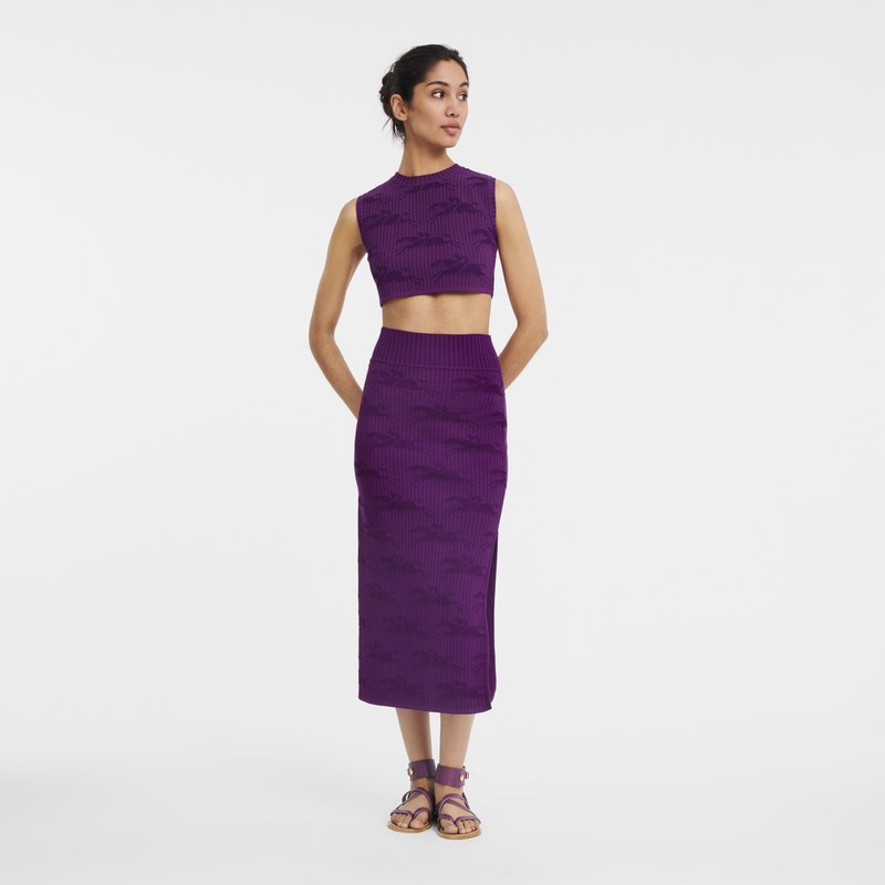 Longchamp Midi Skirt Violet | 5630RNOKE