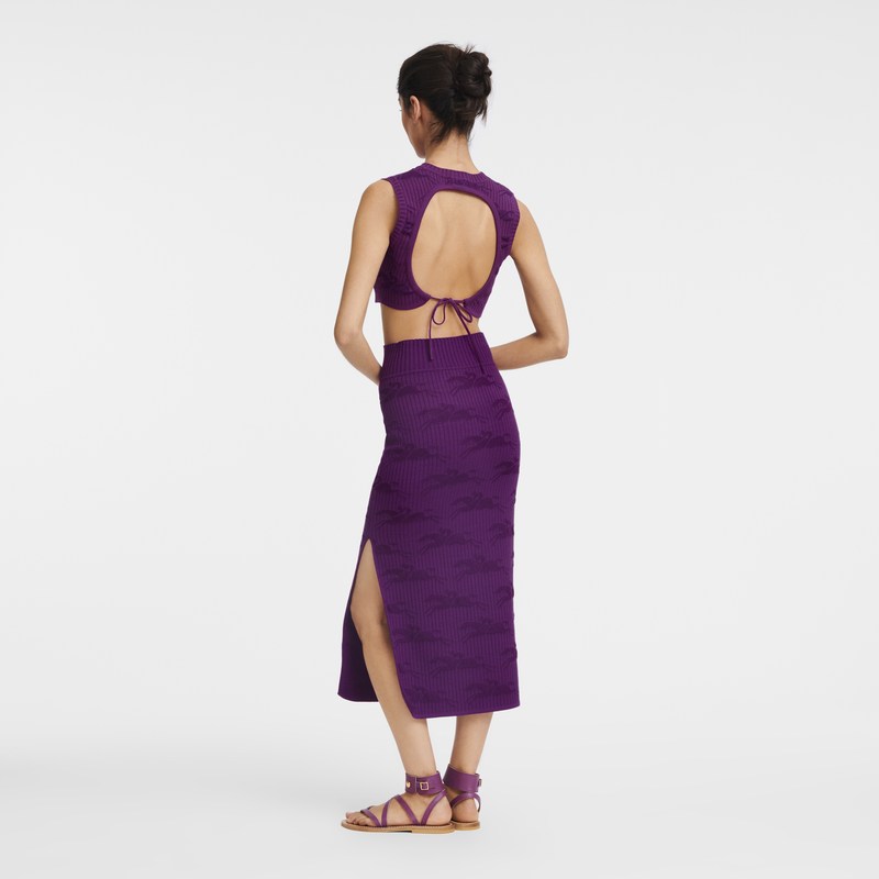 Longchamp Midi Skirt Violet | 5630RNOKE