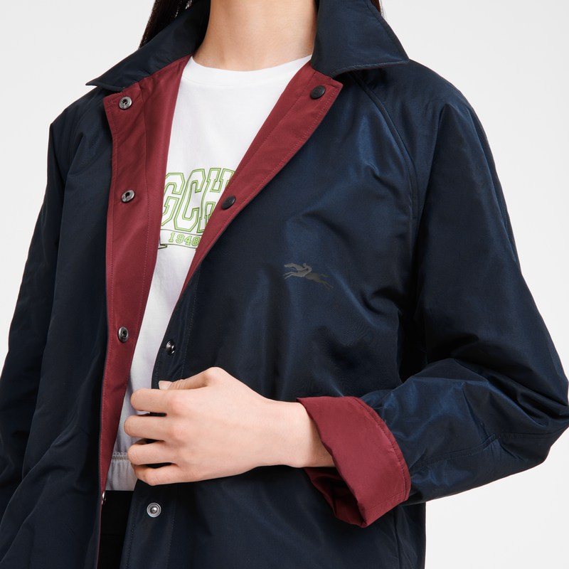 Longchamp Padded Blouson Navy Bordeaux | 9638INWSP