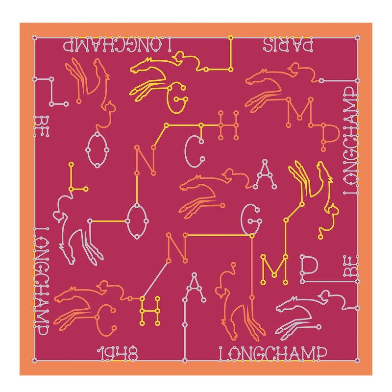 Longchamp Parcours Longchamp Silk Scarf 50 Magenta | 2906PMRZY