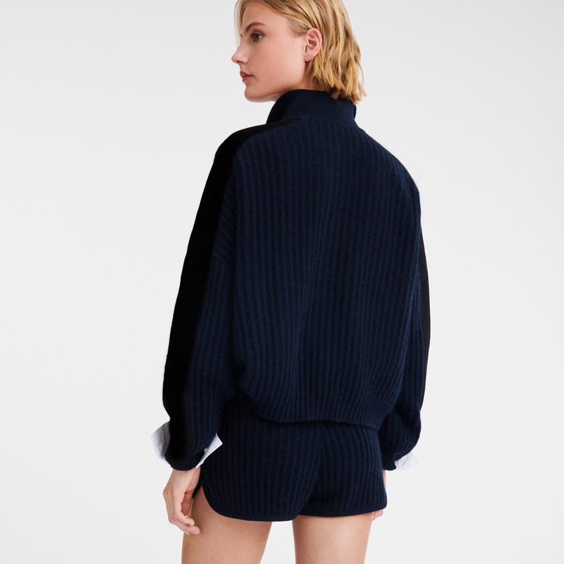 Longchamp Polo Collar Jumper Navy | 9162CBRNG