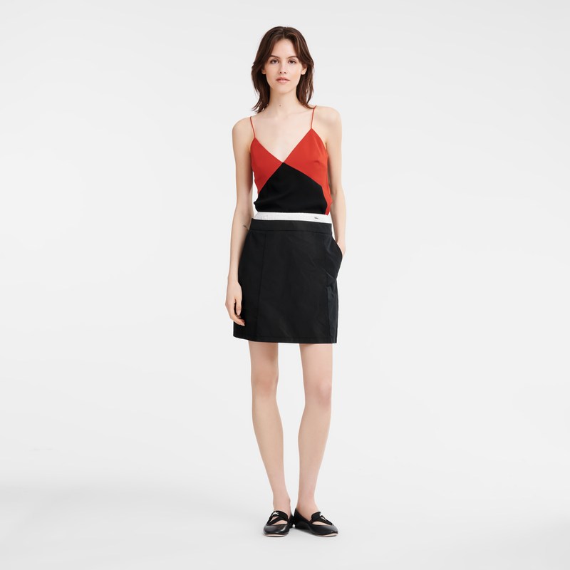 Longchamp Short Skirt With Belt Patch Schwarz | 0621FMRKP