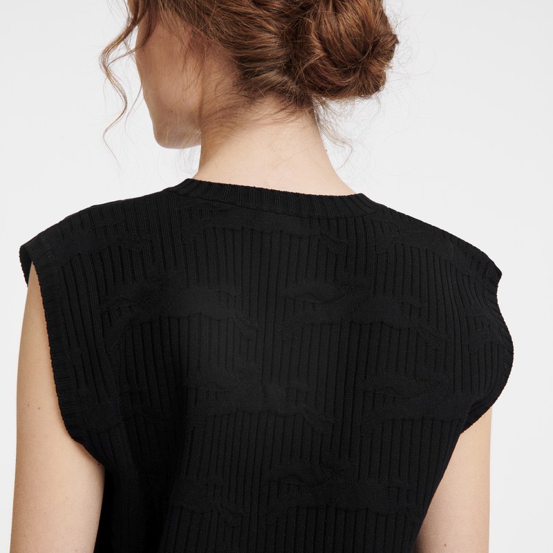 Longchamp Sleeveless Sweater Schwarz | 4381WQOCT