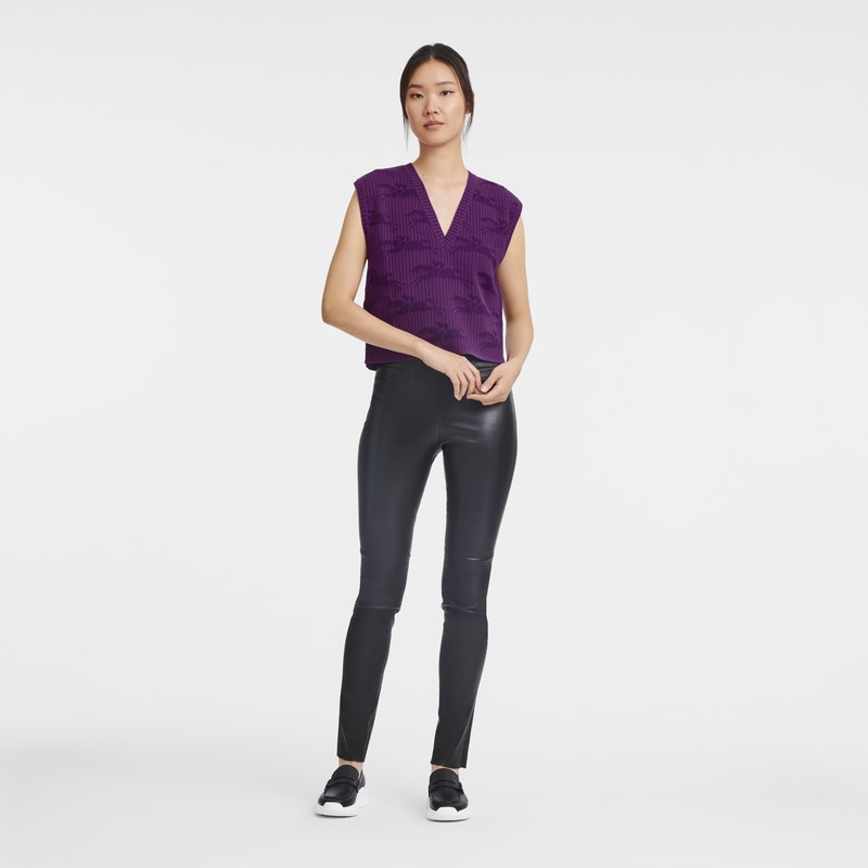 Longchamp Sleeveless Sweater Violet | 6594WXPAY