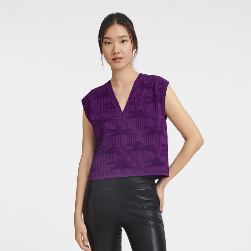 Longchamp Sleeveless Sweater Violet | 6594WXPAY