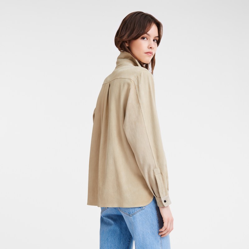 Longchamp Straight Leather Shirt Linen | 1238PQWXZ