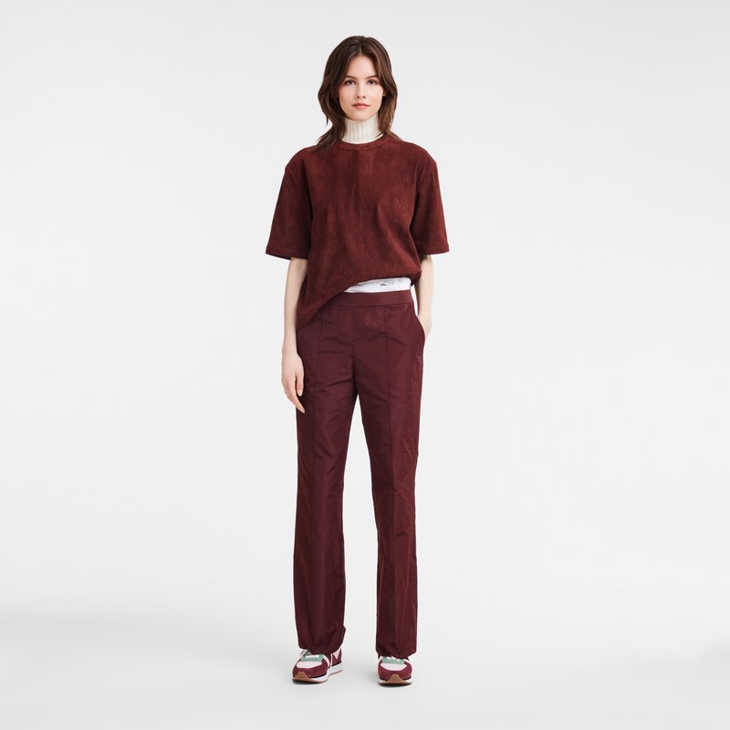 Longchamp Straight Pants With Patch Bordeaux | 5712TLJWH