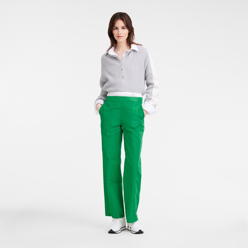 Longchamp Straight Pants With Patch Grün | 7106GEYAV