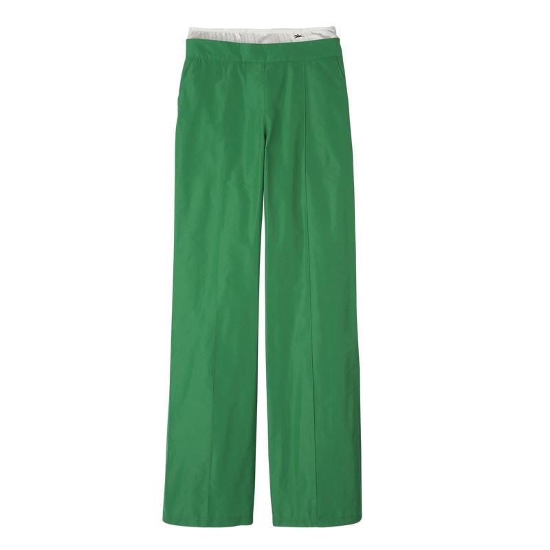 Longchamp Straight Pants With Patch Grün | 7106GEYAV