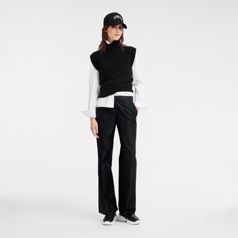 Longchamp Straight Pants With Patch Schwarz | 8214UAVNY