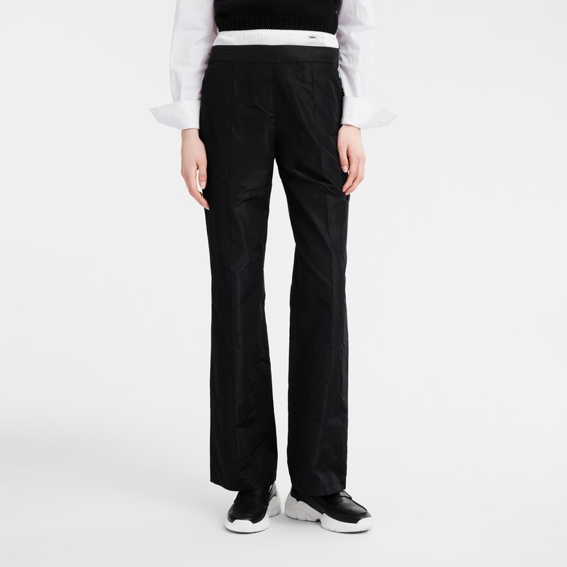 Longchamp Straight Pants With Patch Schwarz | 8214UAVNY