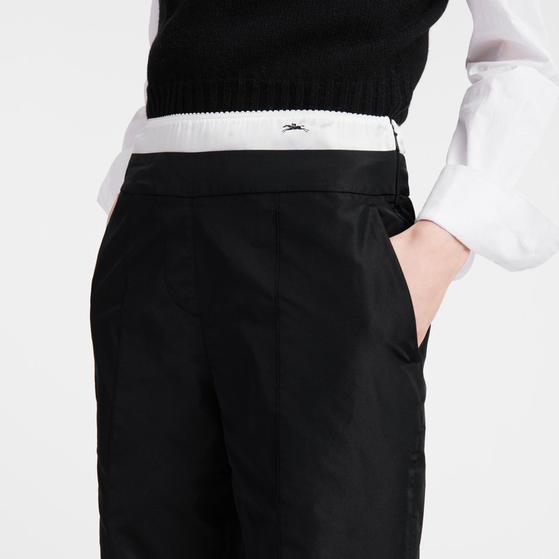 Longchamp Straight Pants With Patch Schwarz | 8214UAVNY