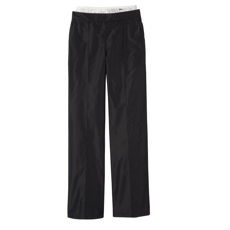 Longchamp Straight Pants With Patch Schwarz | 8214UAVNY