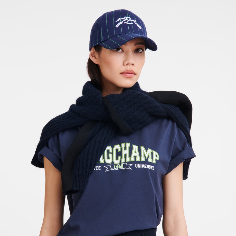 Longchamp Striped Cap Navy | 3804GUWFN