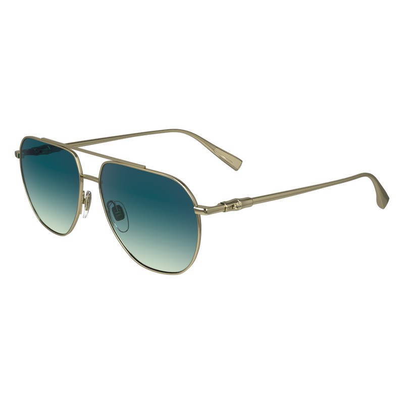 Longchamp Sunglasses Gold Blau | 2693ORFIQ