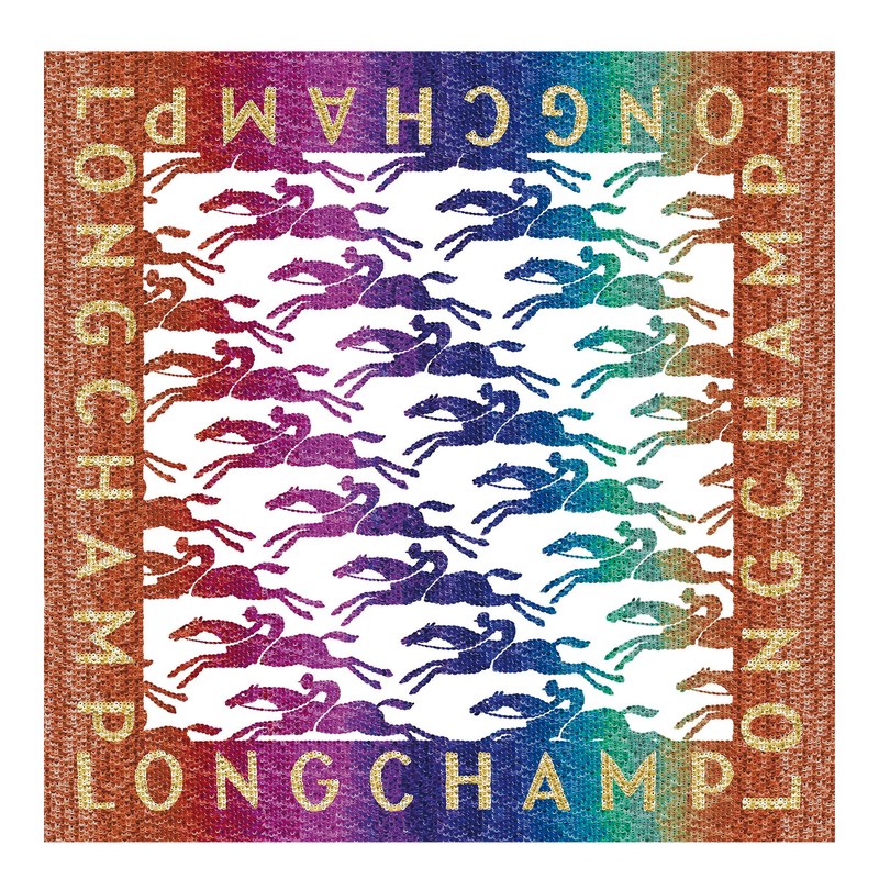 Longchamp Sunset Glitters Silk Scarf 70 Sienna | 9431EYKWL