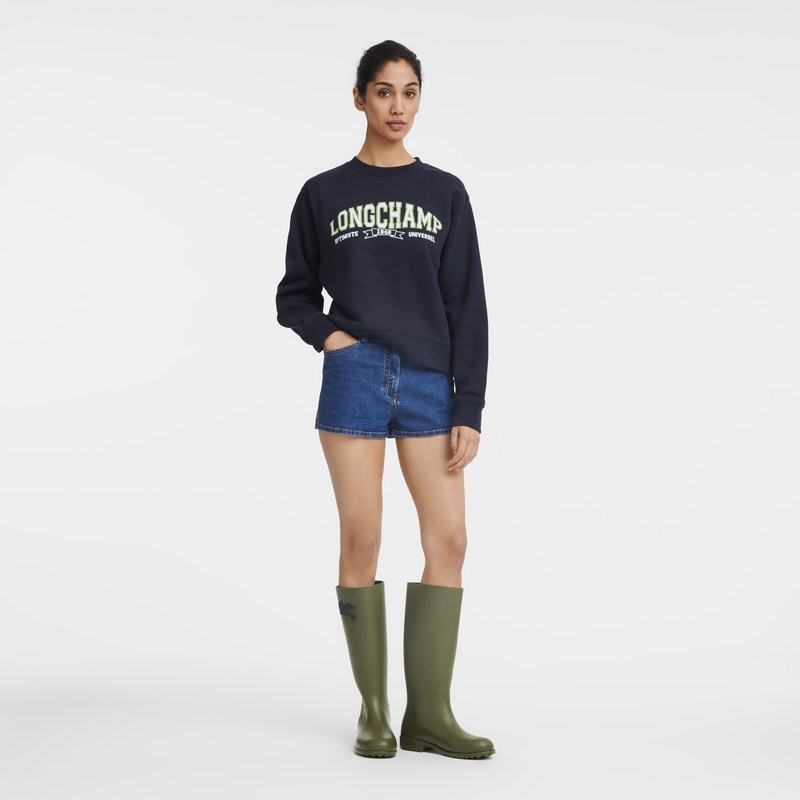 Longchamp Sweatshirt Navy | 8391CBFWX