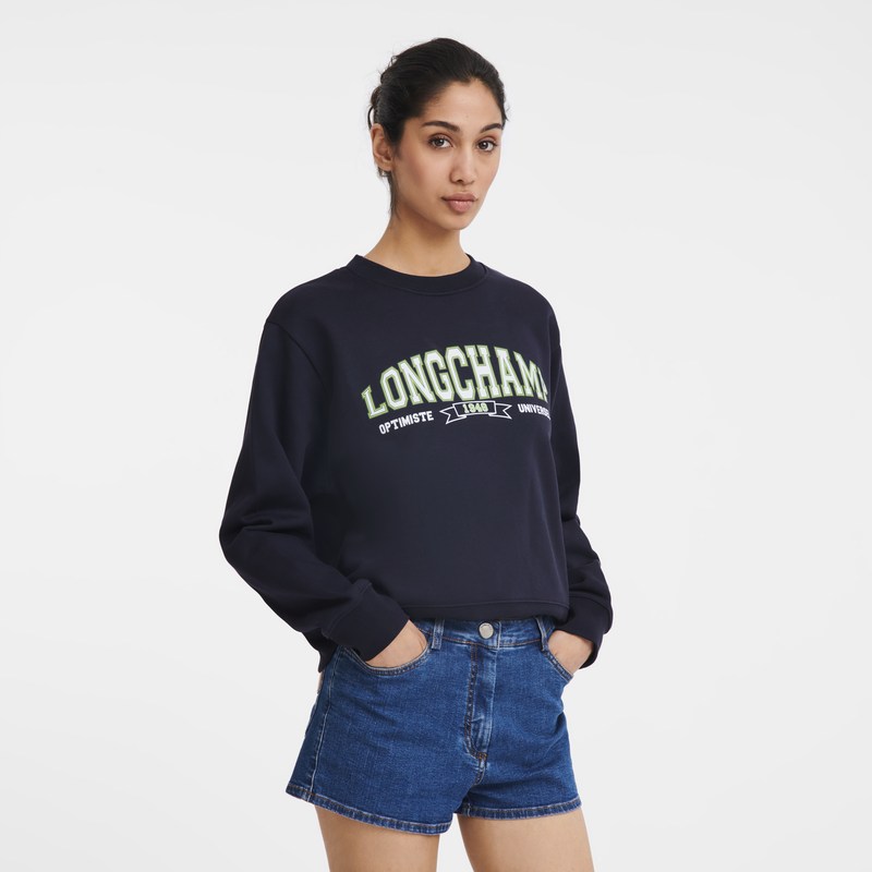 Longchamp Sweatshirt Navy | 8391CBFWX