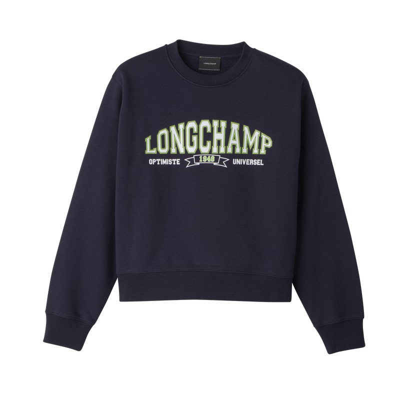 Longchamp Sweatshirt Navy | 8391CBFWX