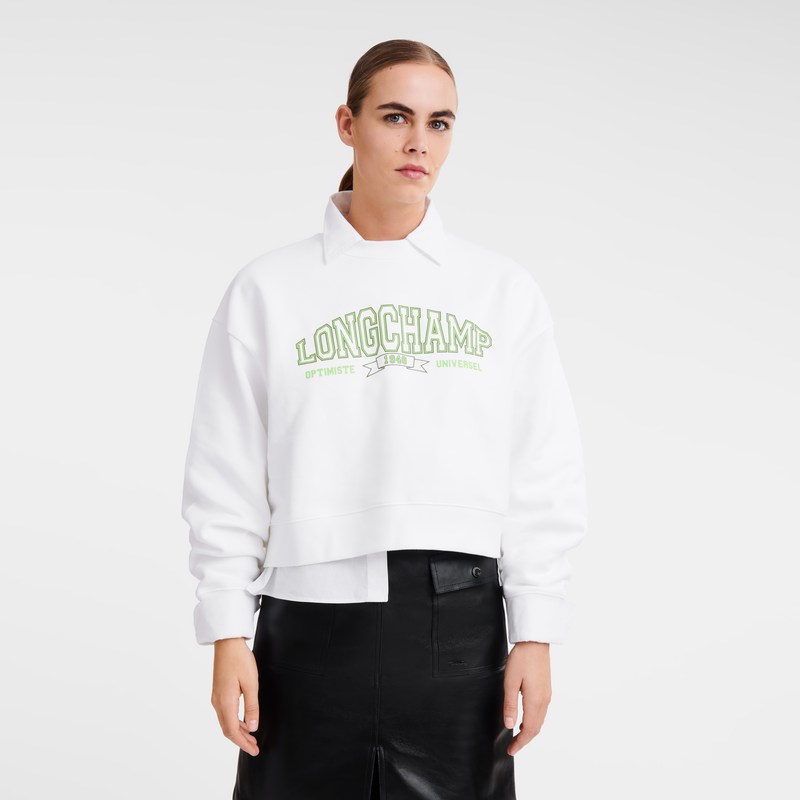 Longchamp Sweatshirt Weiß | 5614TUNRY