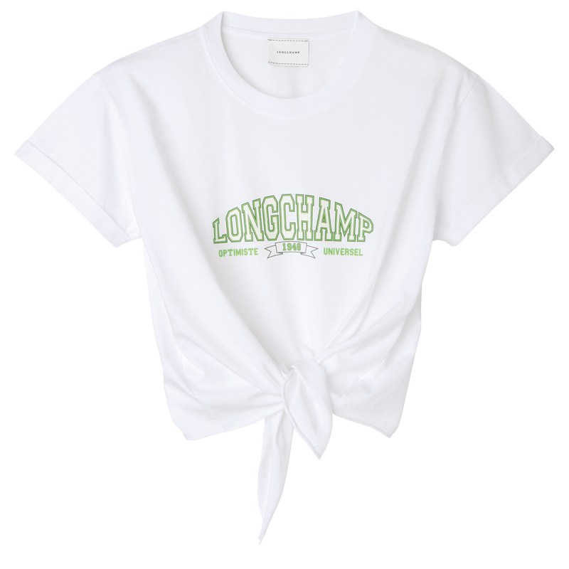 Longchamp Tied T-shirt Weiß | 7016DXNVA