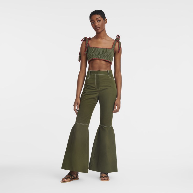 Longchamp Trousers Khaki | 6320VAKJX