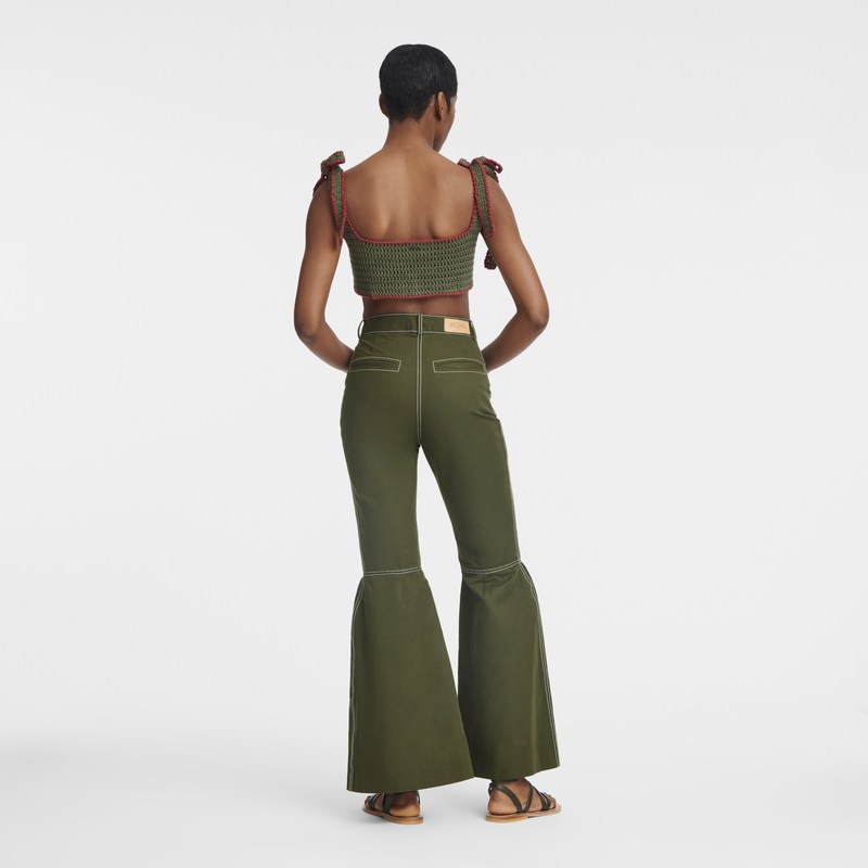 Longchamp Trousers Khaki | 6320VAKJX