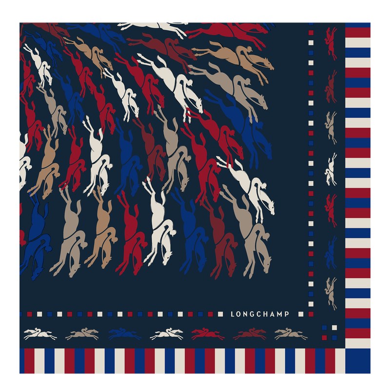 Longchamp Très Paris Longchamp Silk Scarf 70 Navy | 1524IGVFB