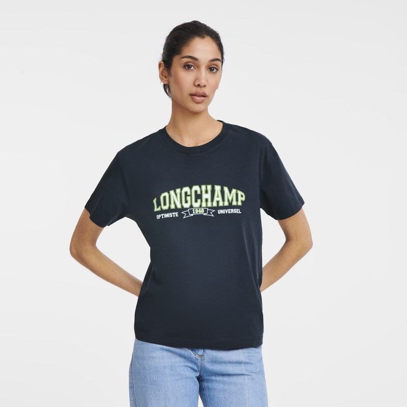 Longchamp T-shirt Navy | 1248FMHZP